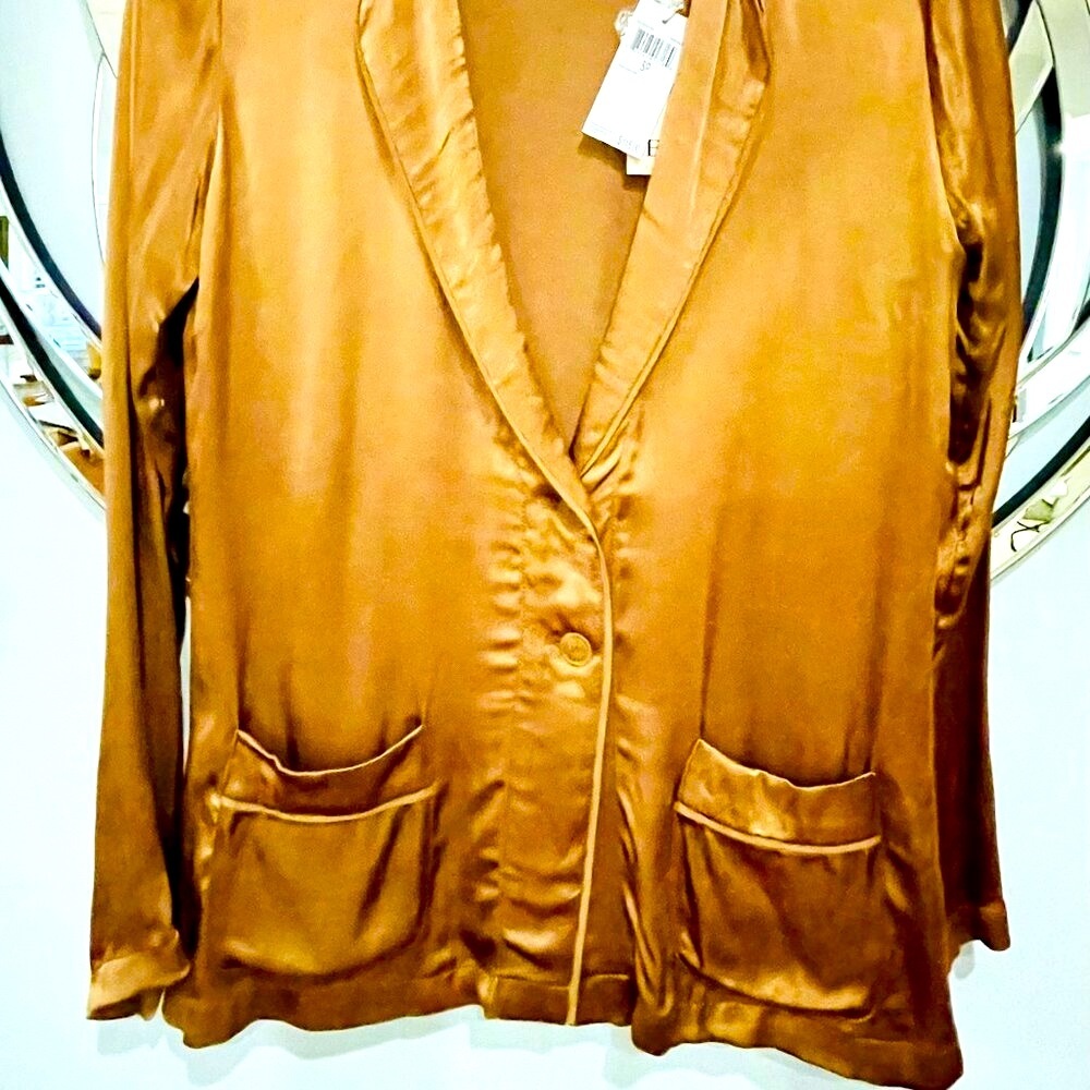 Women's Elie Tahari Satin Button-down Top Sz S